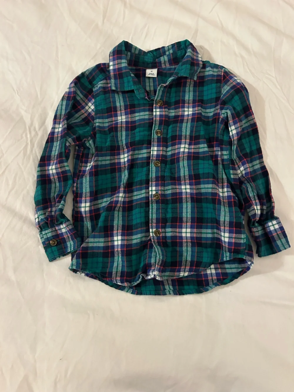 Old Navy Green and Blue Flannel Plaid Button-Down Shirt